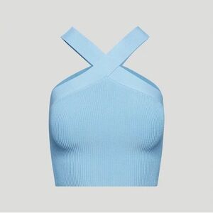 Aritzia Babaton Dream Blue Sculpt Knit Criss Cross Tank (Small)